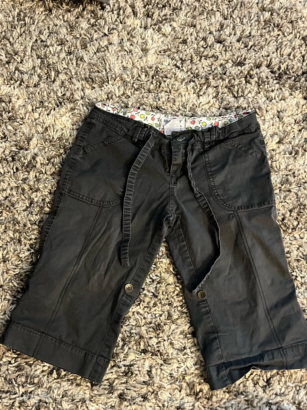 Black Cargo shorts with Drawstring Waist